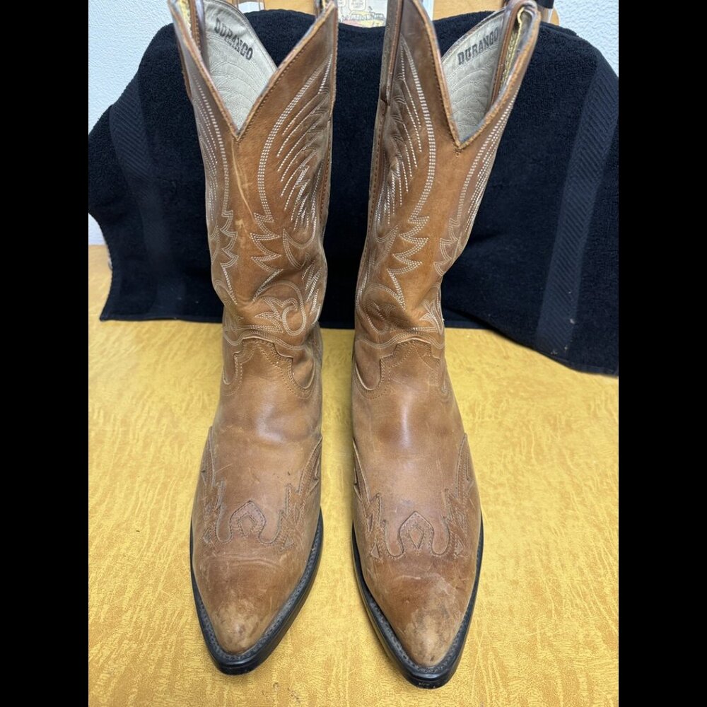 DURANGO Boots Men's Size 11D Tan Cowboy Roper Heel Pointed Toe Used